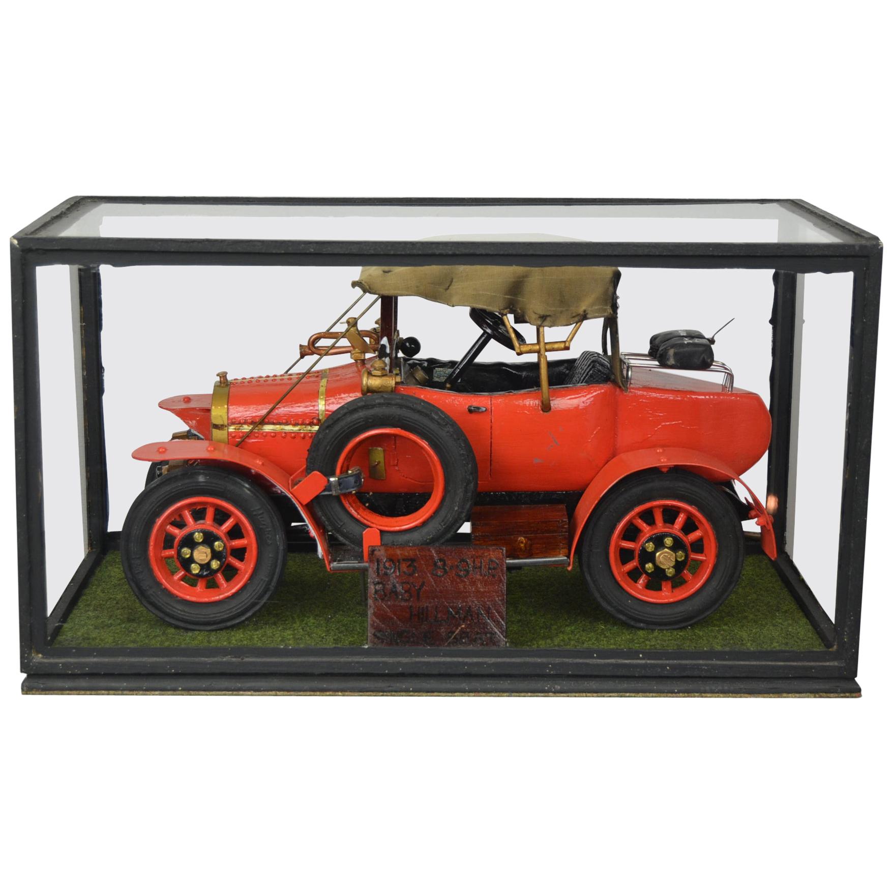 Large Hillman 8.9 Hp 1913 Model Car of Dr. H. Crippen, Handcrafted, 1960s