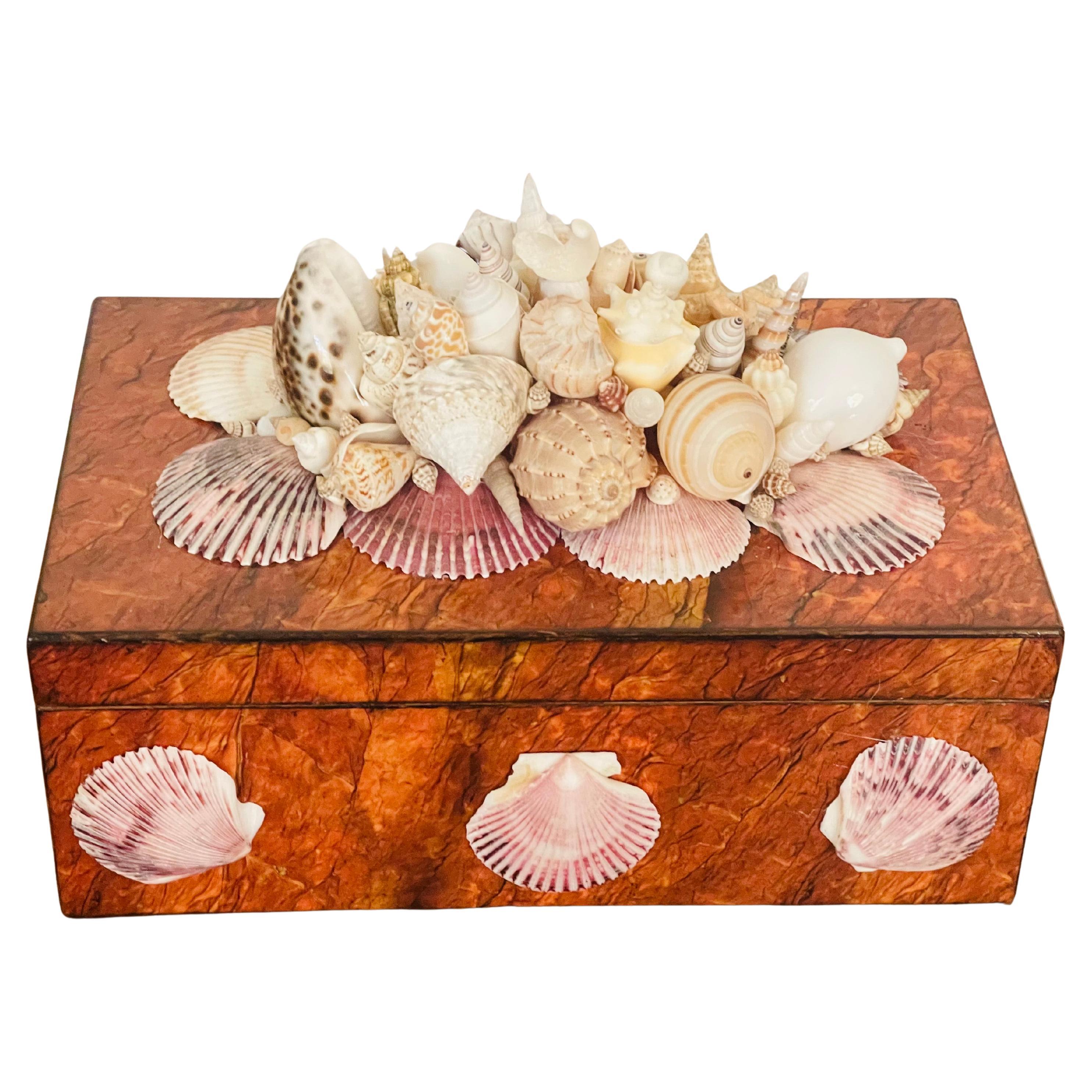 Large Himidot Box Decorated with Sez Shells Maitland Smith Style For Sale