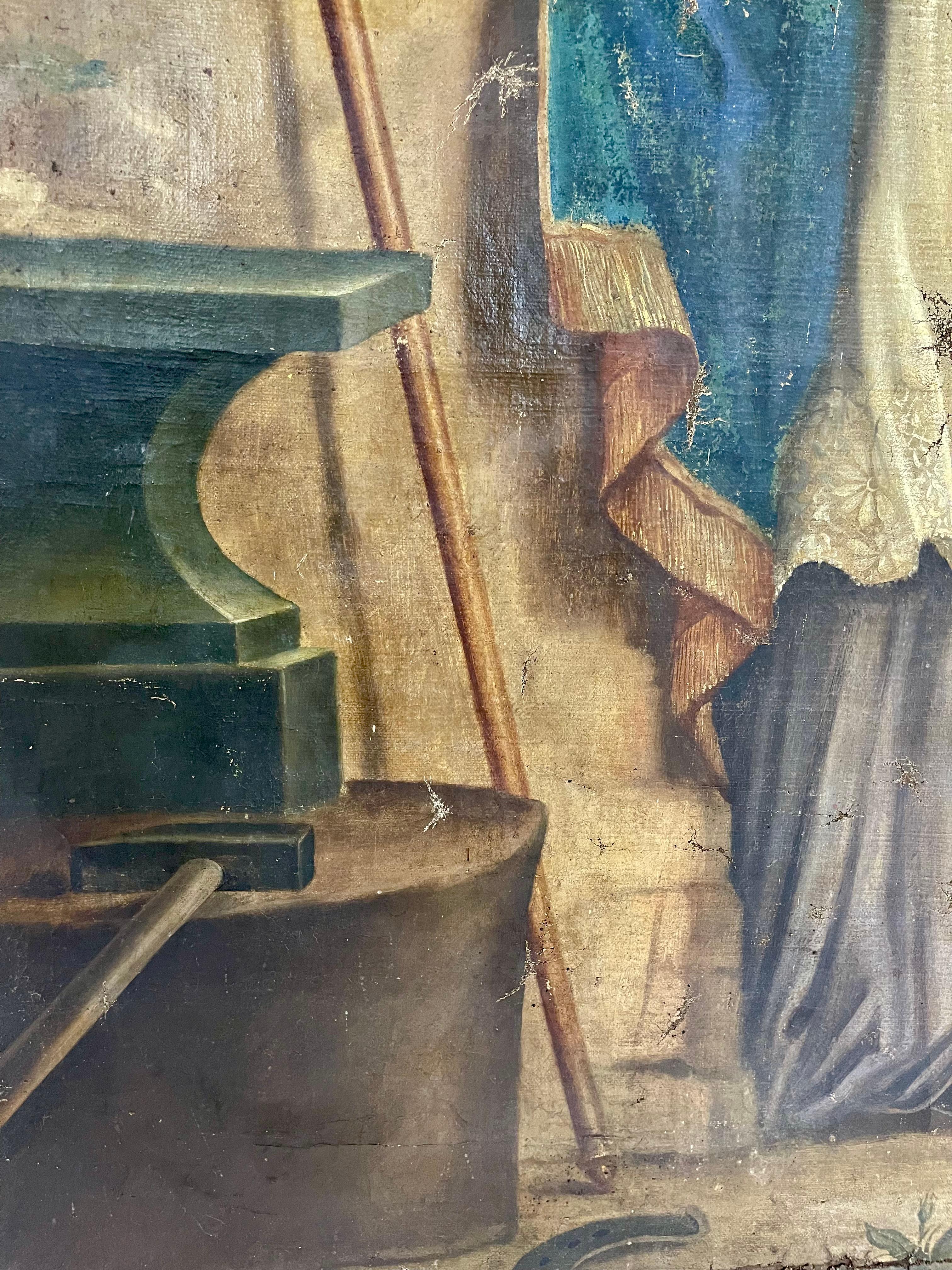 Large Historic 18th-Century Painting of Saint Eligius from 1790 For Sale 5