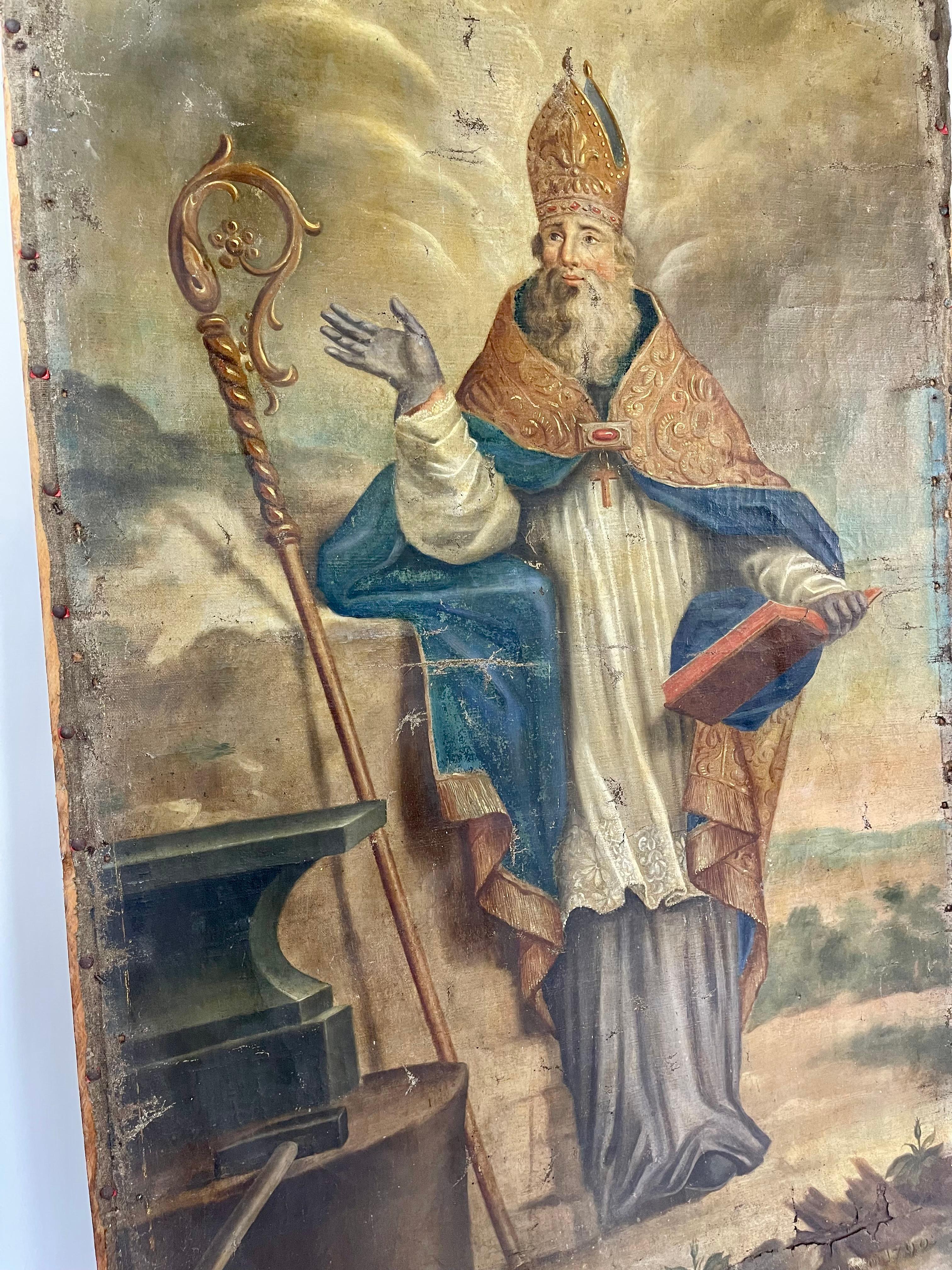 Large Historic 18th-Century Painting of Saint Eligius from 1790 For Sale 7
