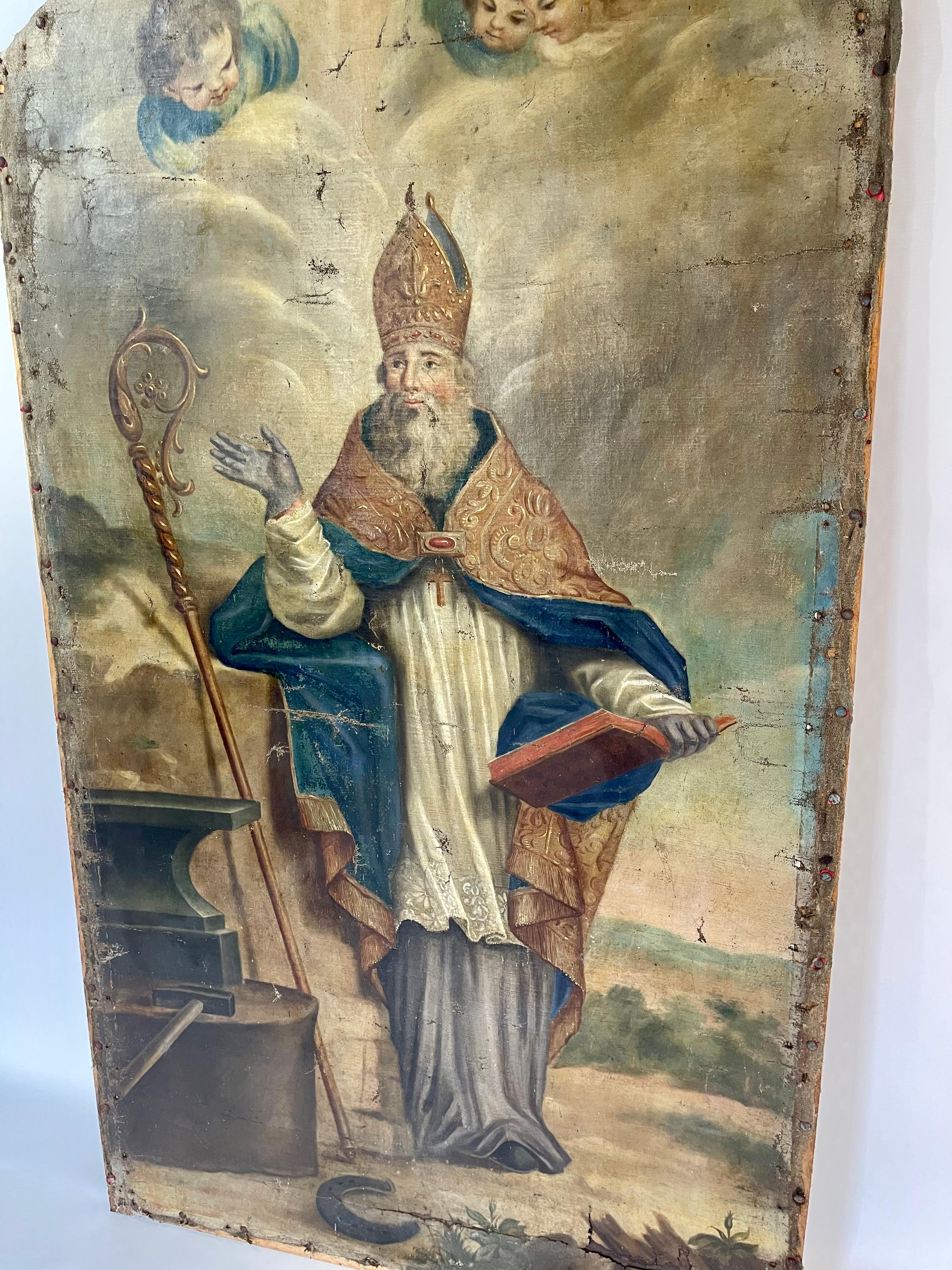 Large Historic 18th-Century Painting of Saint Eligius from 1790 For Sale 8