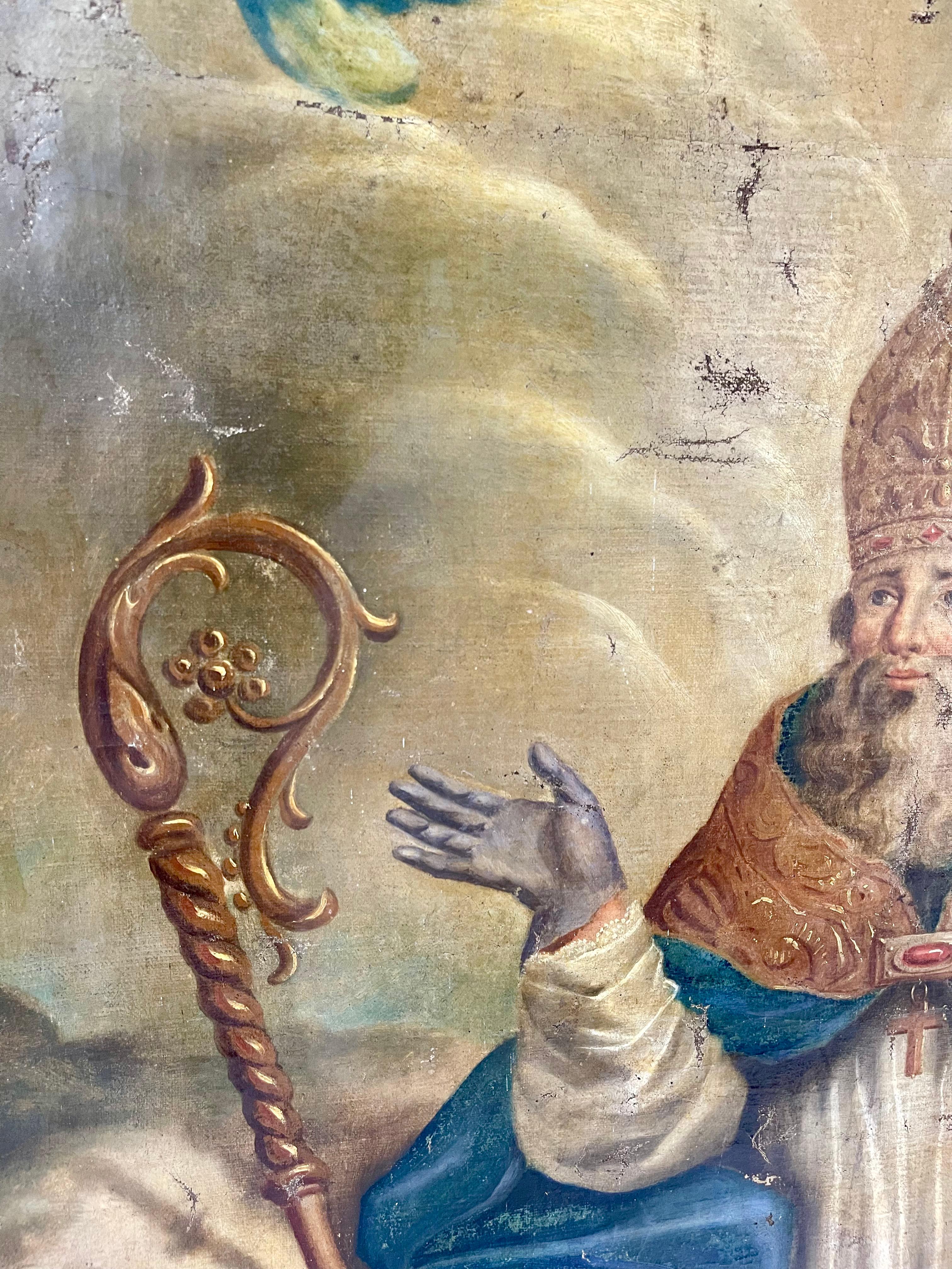 Large Historic 18th-Century Painting of Saint Eligius from 1790 In Fair Condition For Sale In LA FERTÉ-SOUS-JOUARRE, FR
