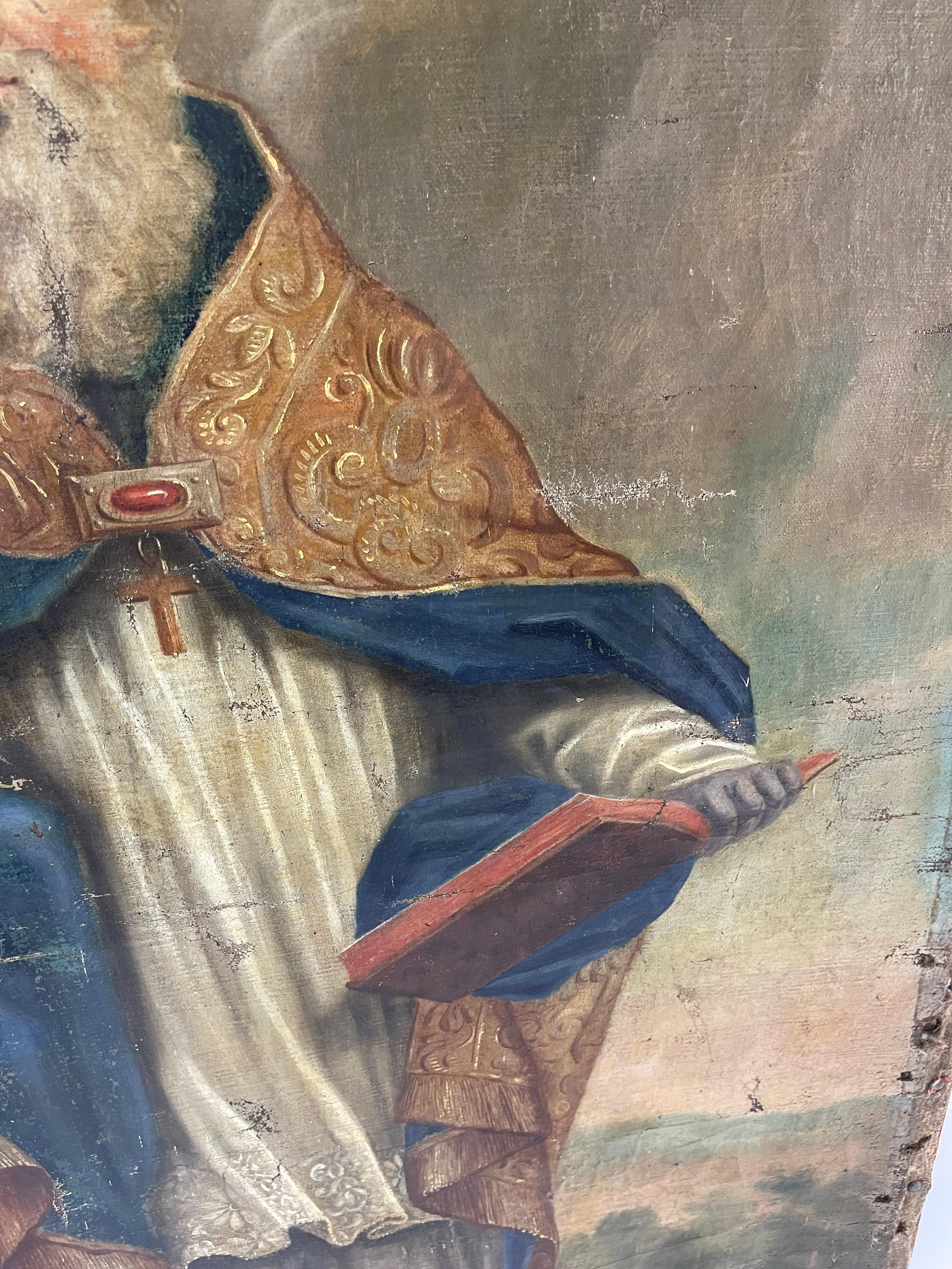 Canvas Large Historic 18th-Century Painting of Saint Eligius from 1790 For Sale