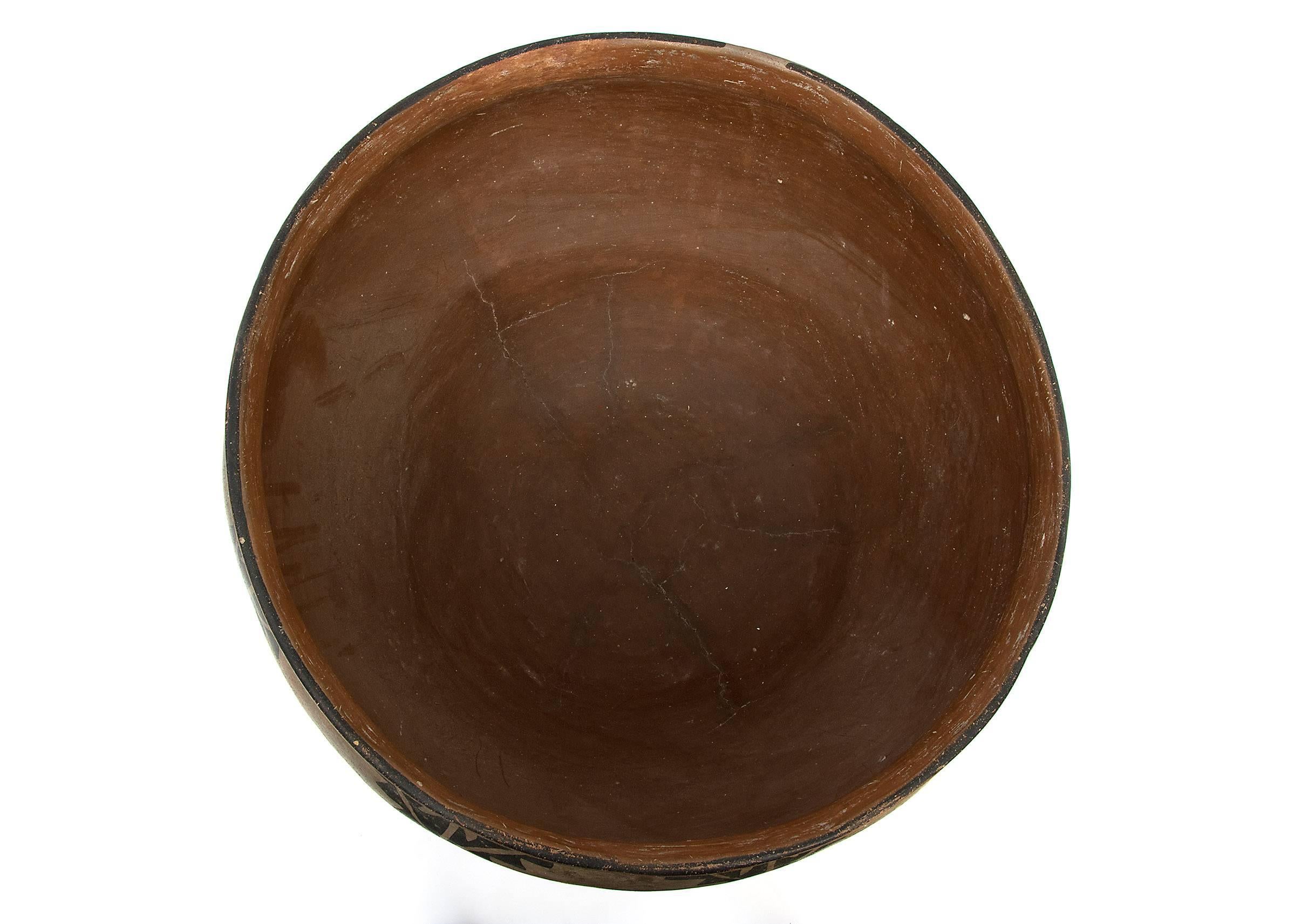 American Large Historical Pueblo Pottery Dough Bowl, Cochiti, circa 1920