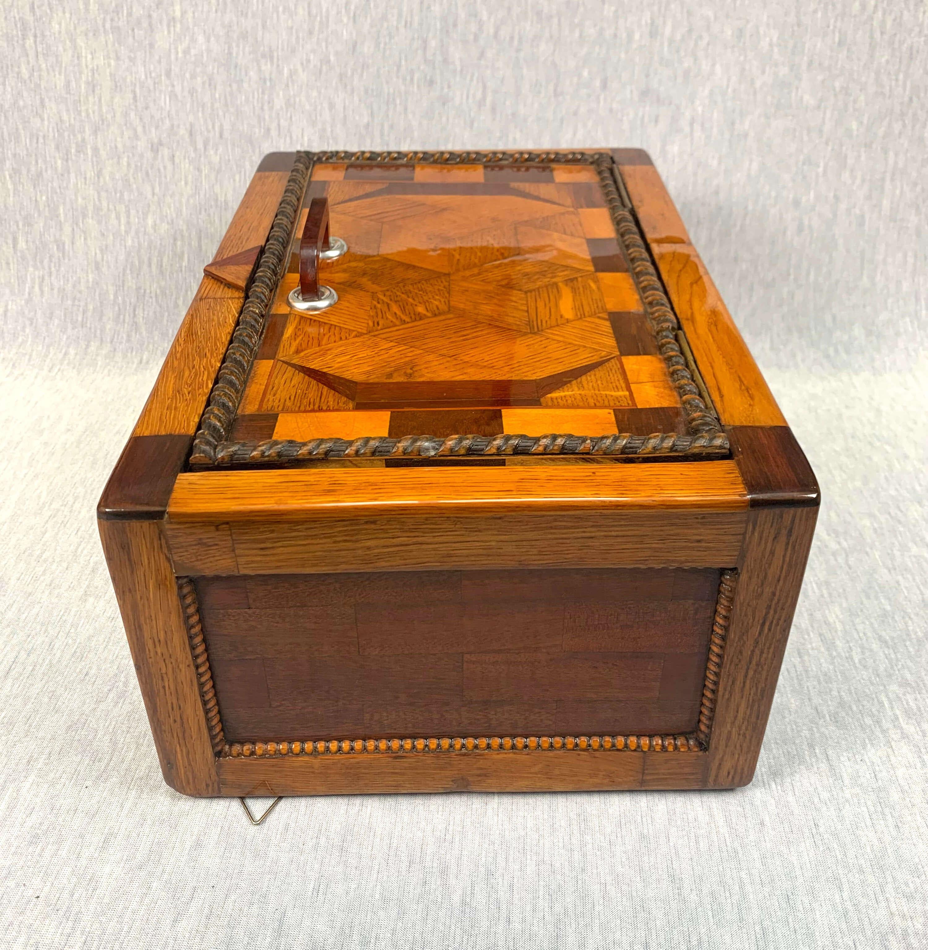 Revival Large Historicism Box, Different Hardwoods, South Germany, circa 1860-1880