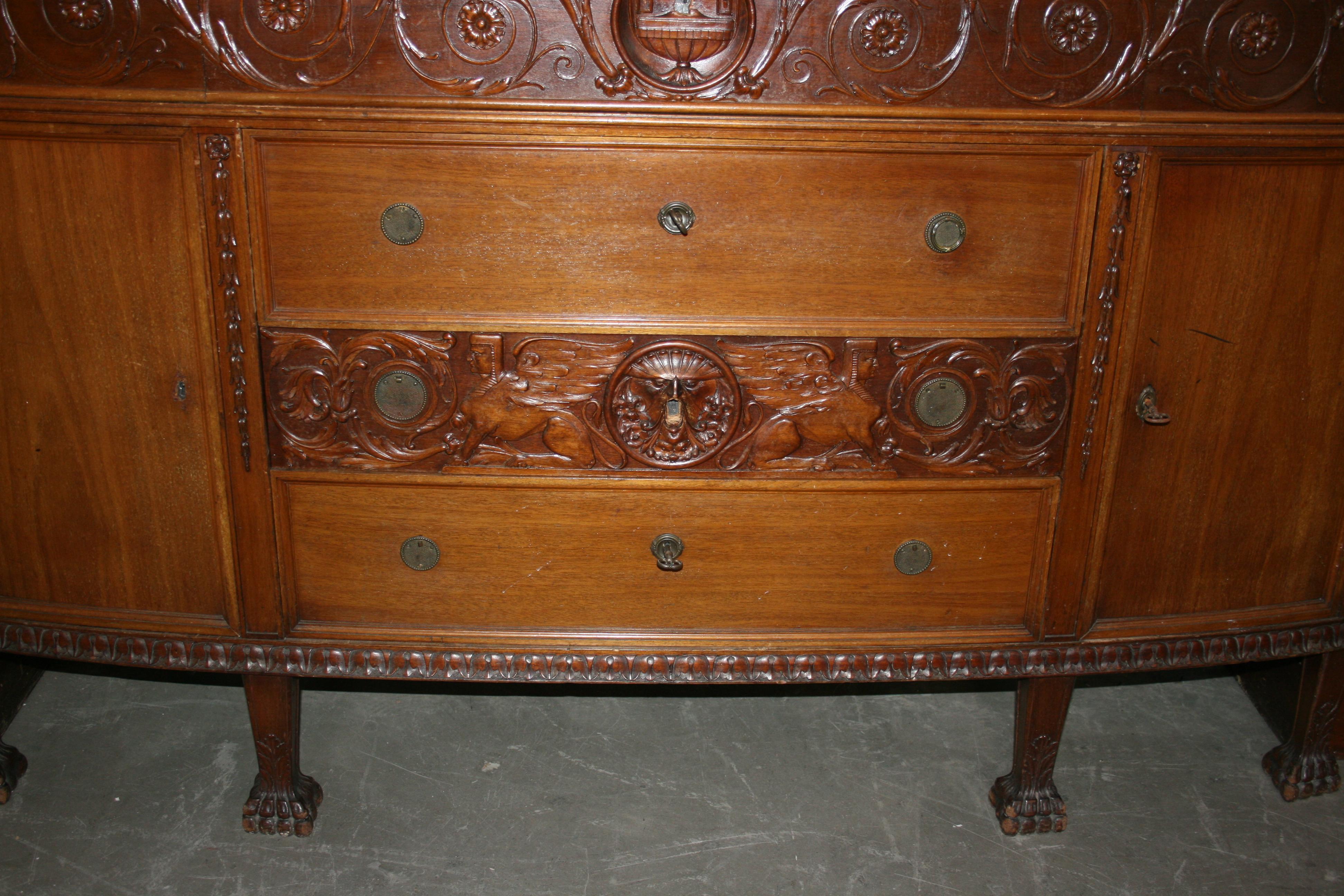 Large Historicism Style Pomp Buffet, Nutwood, Germany, circa 1920 3