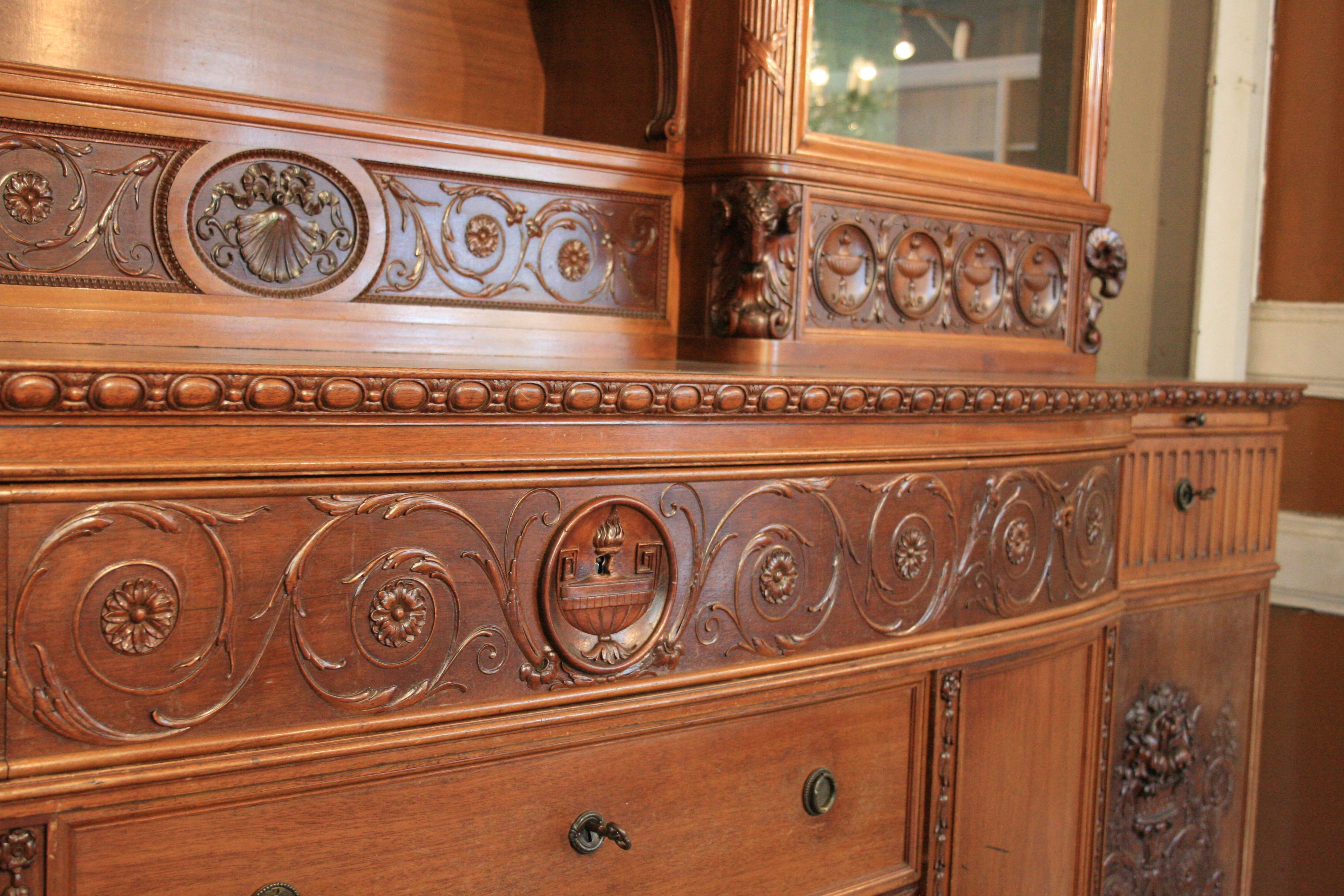 Large Historicism Style Pomp Buffet, Nutwood, Germany, circa 1920 2