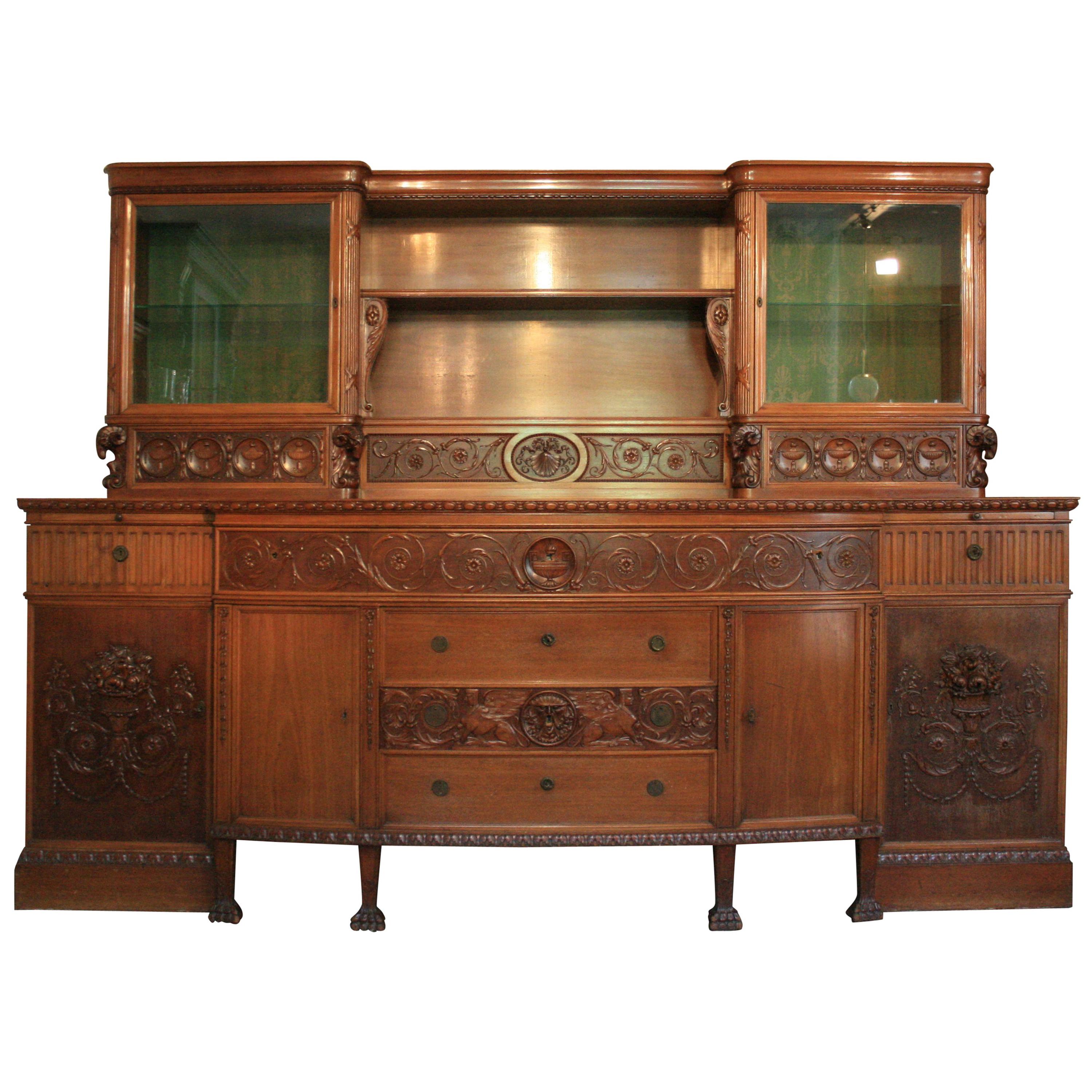 Large Historicism Style Pomp Buffet, Nutwood, Germany, circa 1920