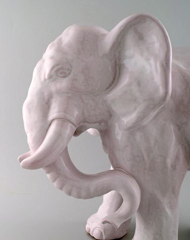 Large Hjorth 'Bornholm, Denmark' Glazed Stoneware Figure, Large Elephant In Excellent Condition In Copenhagen, DK