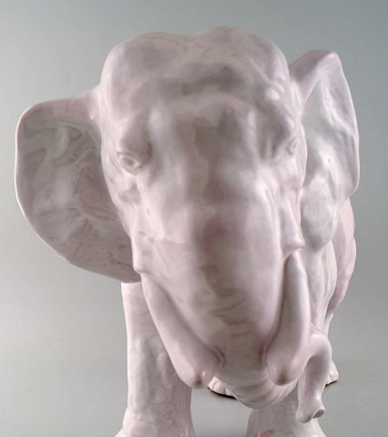 20th Century Large Hjorth 'Bornholm, Denmark' Glazed Stoneware Figure, Large Elephant