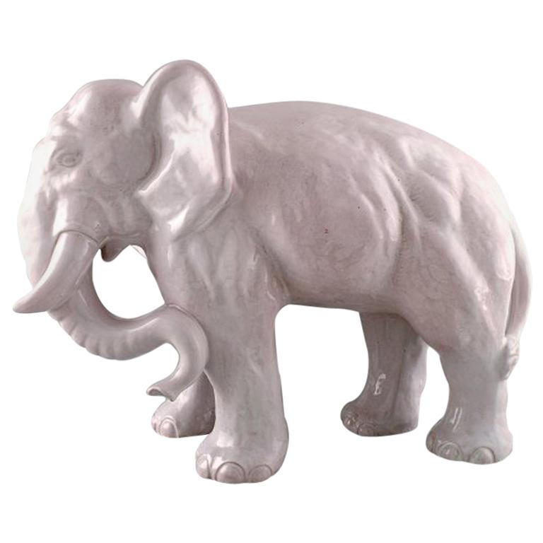 Large Hjorth 'Bornholm, Denmark' Glazed Stoneware Figure, Large Elephant