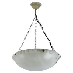 Large Hobnailed Art Deco Bright Alabaster Pendant Light Ceiling Fixture Lamp