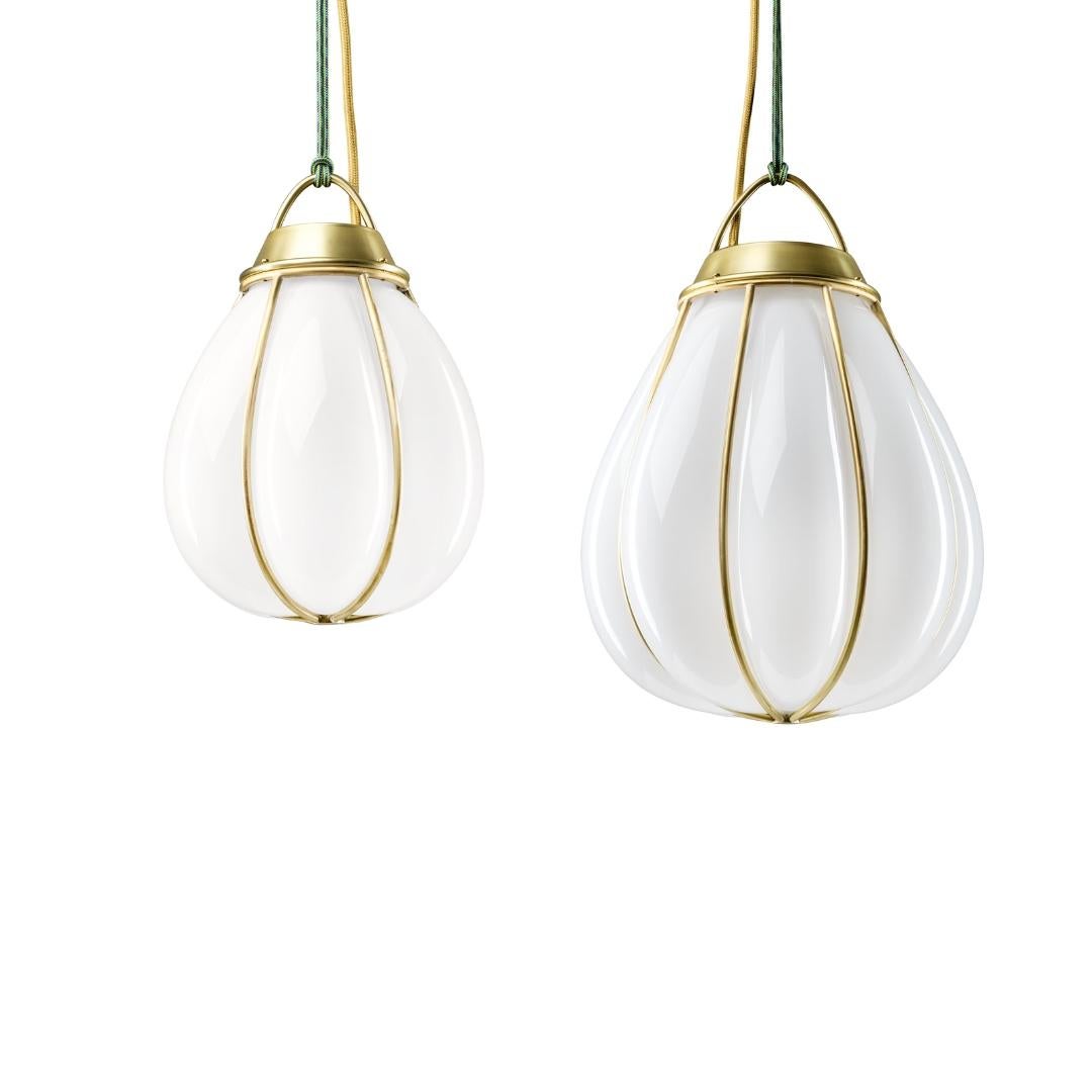 Contemporary Large 'Hobo' Glass and Brass Pendant by Örsjö For Sale