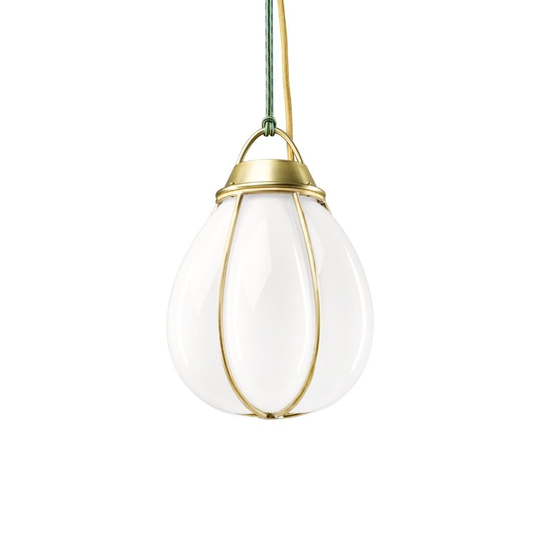 Large 'Hobo' Glass and Brass Pendant by Örsjö For Sale 1