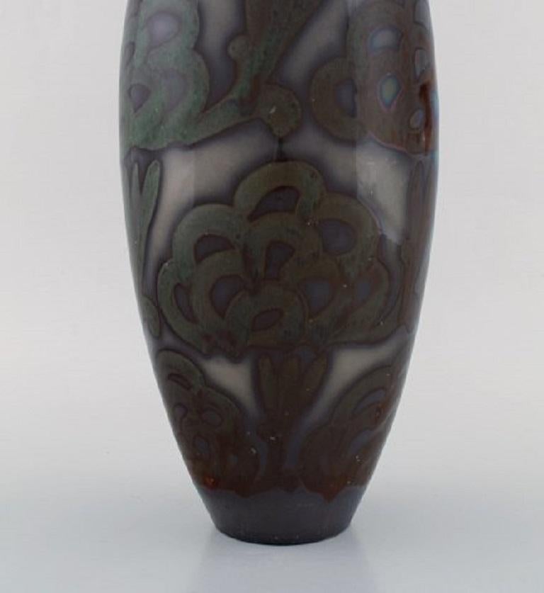 Large Höganäs Art Nouveau Vase in Glazed Ceramics, Beautiful Lustre Glaze In Good Condition For Sale In Copenhagen, DK