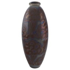 Antique Large Höganäs Art Nouveau Vase in Glazed Ceramics, Beautiful Lustre Glaze