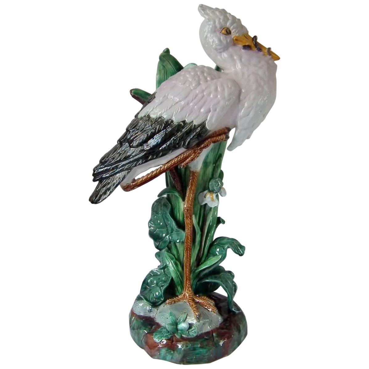 Large Holdcroft Majolica Stork Stick Stand