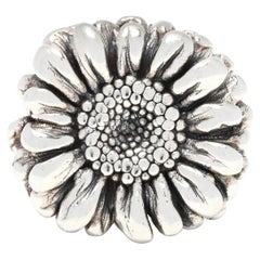 Large Hollow Sunflower Statement Ring, Sterling Silver, Ring, Simple