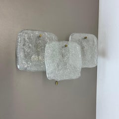 Large Hollywood Regency 3-Ice Glass Wall Light Made by J. T. Kalmar Lights 1960