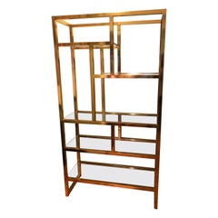 Large Hollywood Regency Brass and Glass Étagère