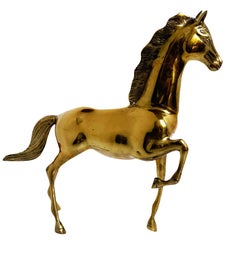 Large Hollywood Regency Brass Equestrian Horse Table Sculpture Figurine