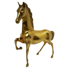 Large Hollywood Regency Brass Equestrian Horse Table Sculpture Figurine