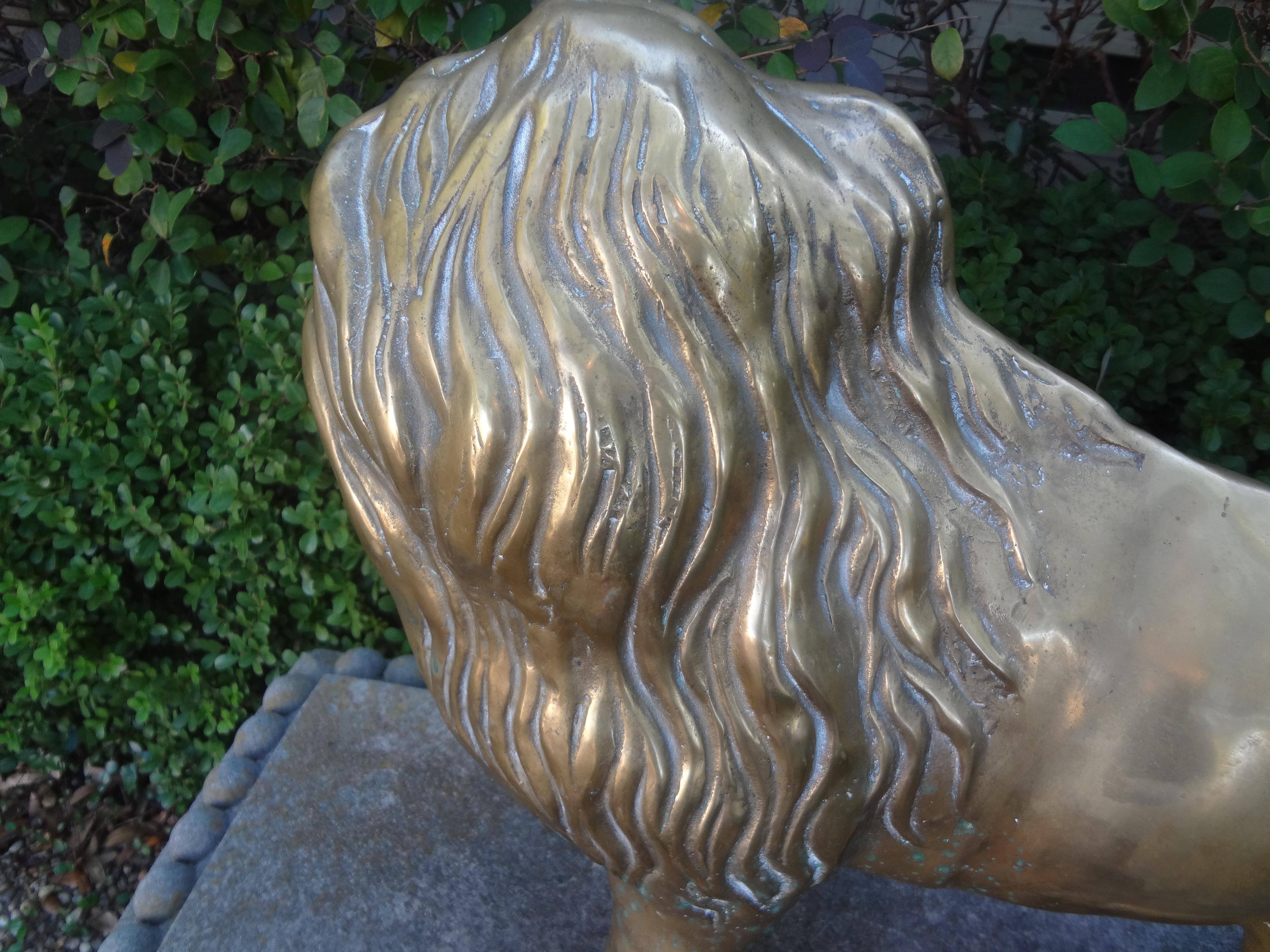 Large Hollywood Regency Brass Lion Sculpture For Sale 3