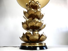 Large Hollywood Regency Brass Lotus Table Lamp by Feldman Lamp CO 1960's