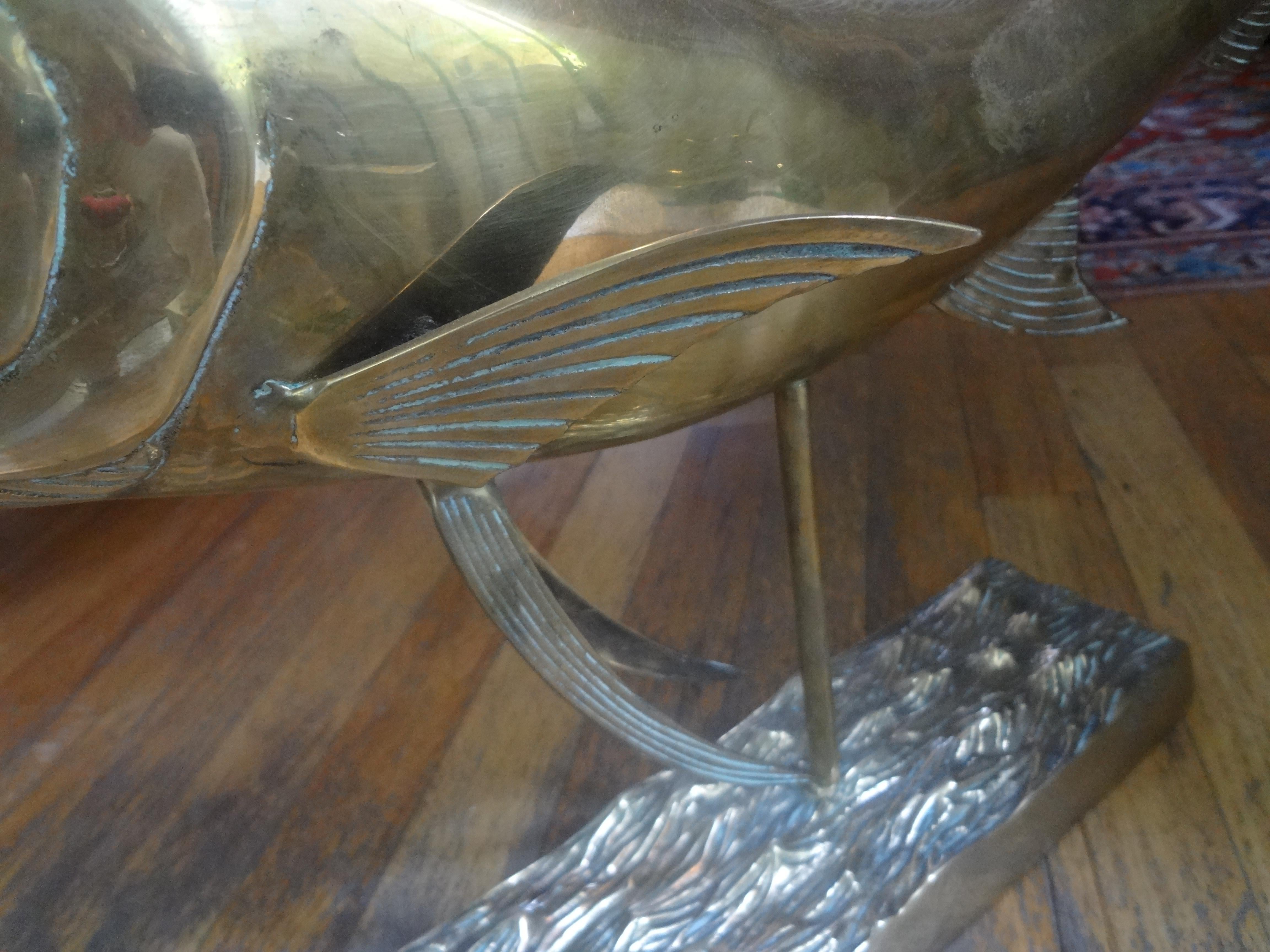 Large Hollywood Regency Brass Marlin Sculpture 6