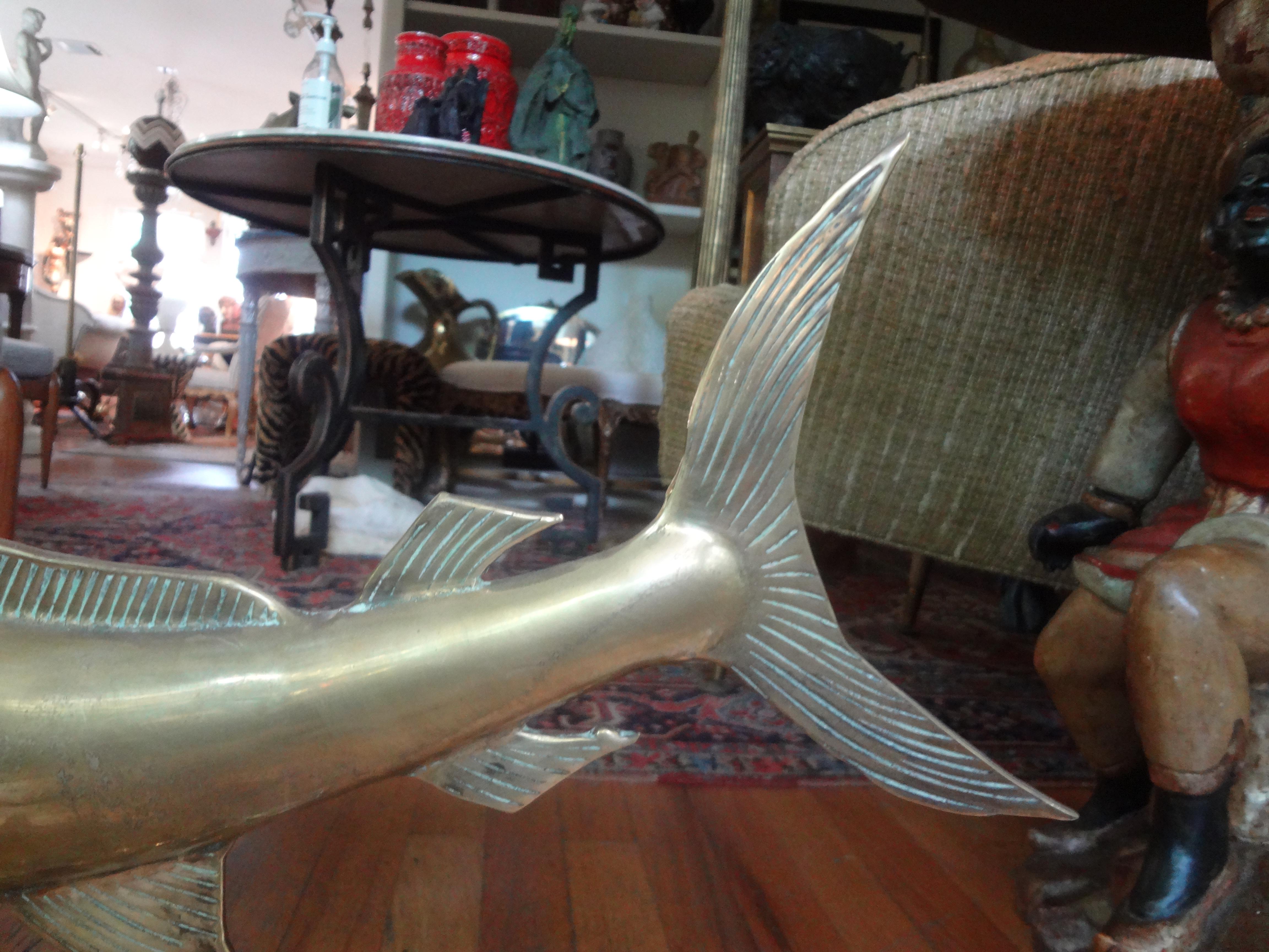 Large Hollywood Regency Brass Marlin Sculpture 1