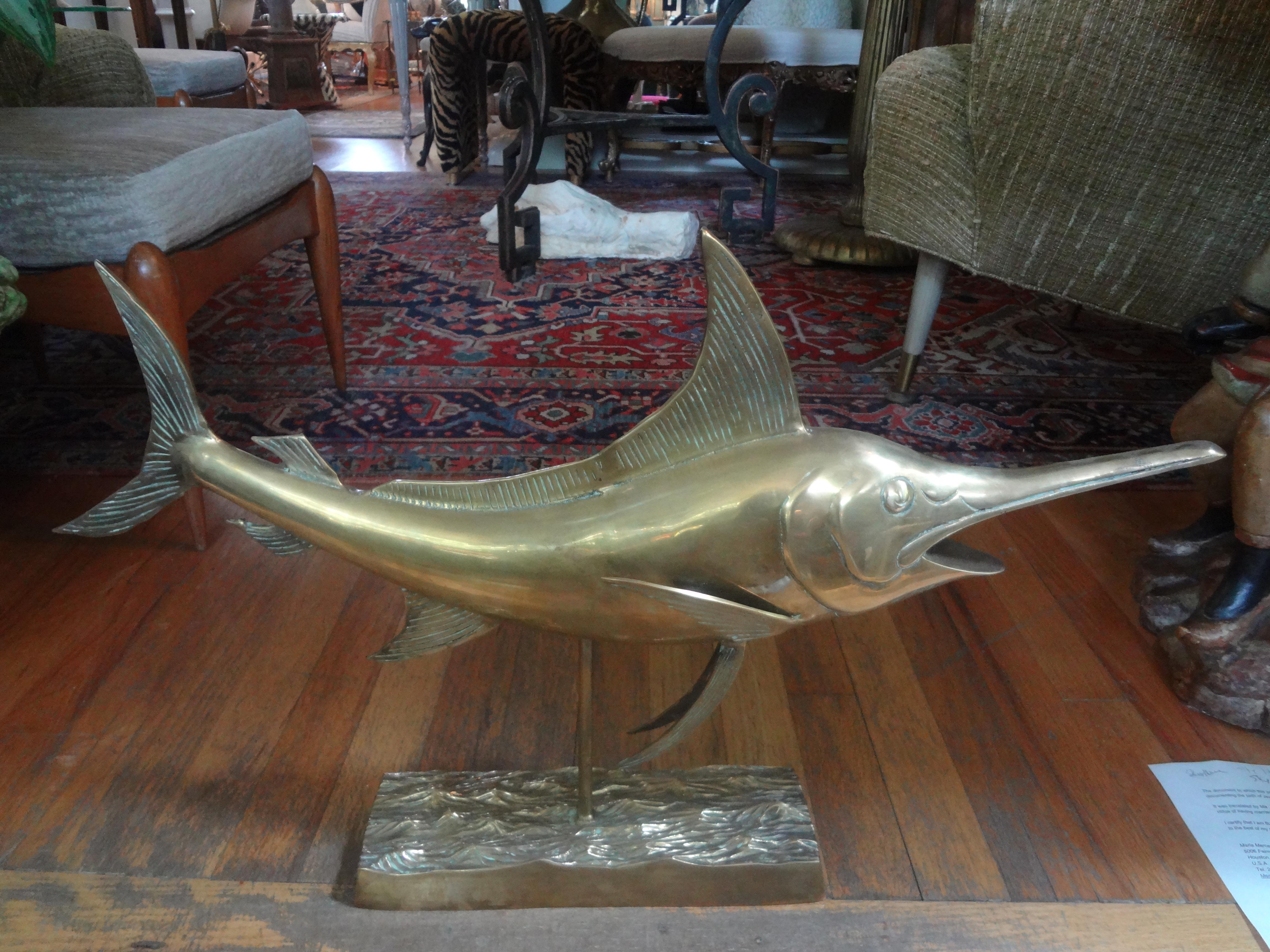 Large Hollywood Regency Brass Marlin Sculpture 3