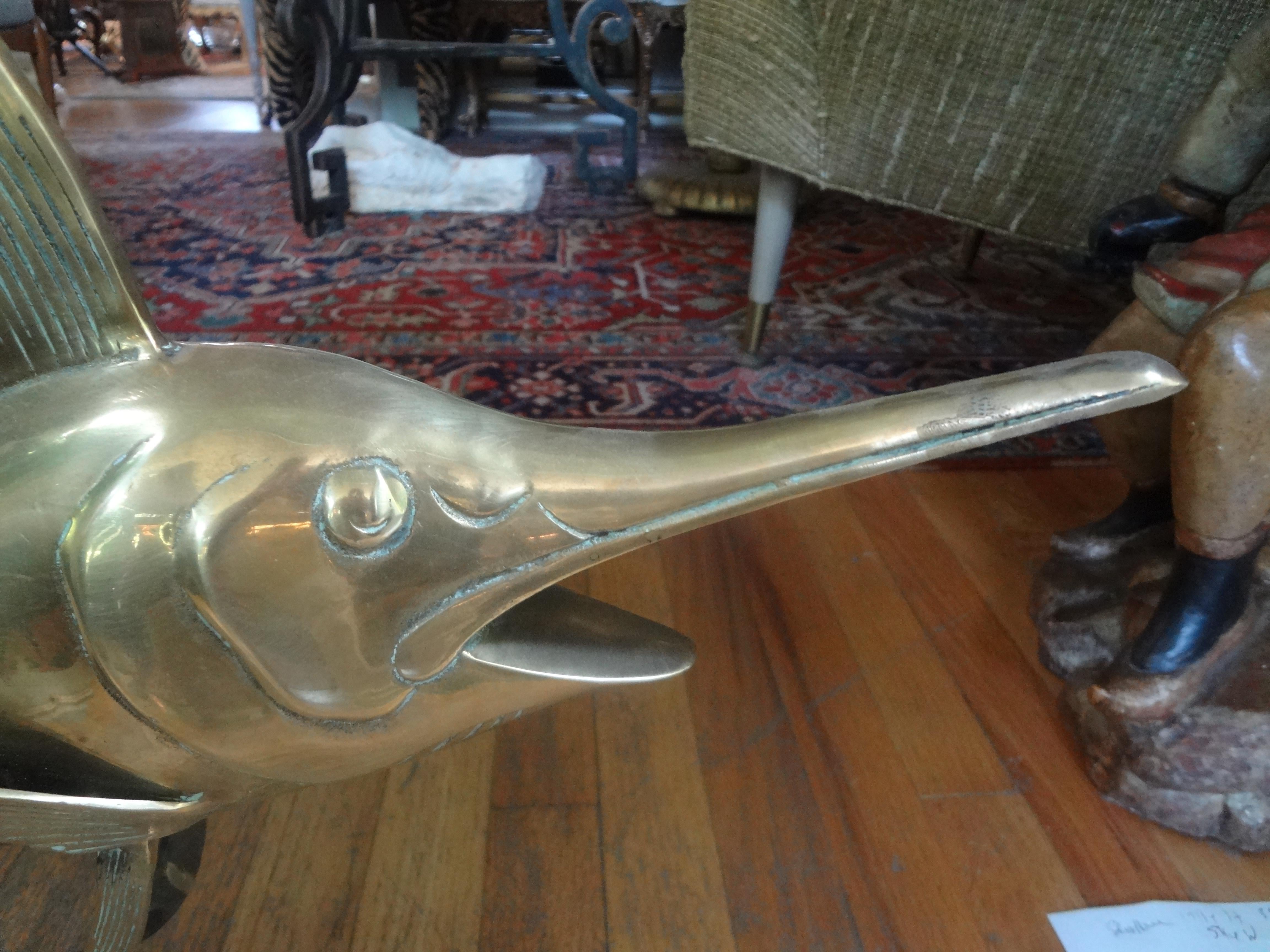 Large Hollywood Regency Brass Marlin Sculpture 4