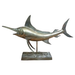 Large Hollywood Regency Brass Marlin Sculpture