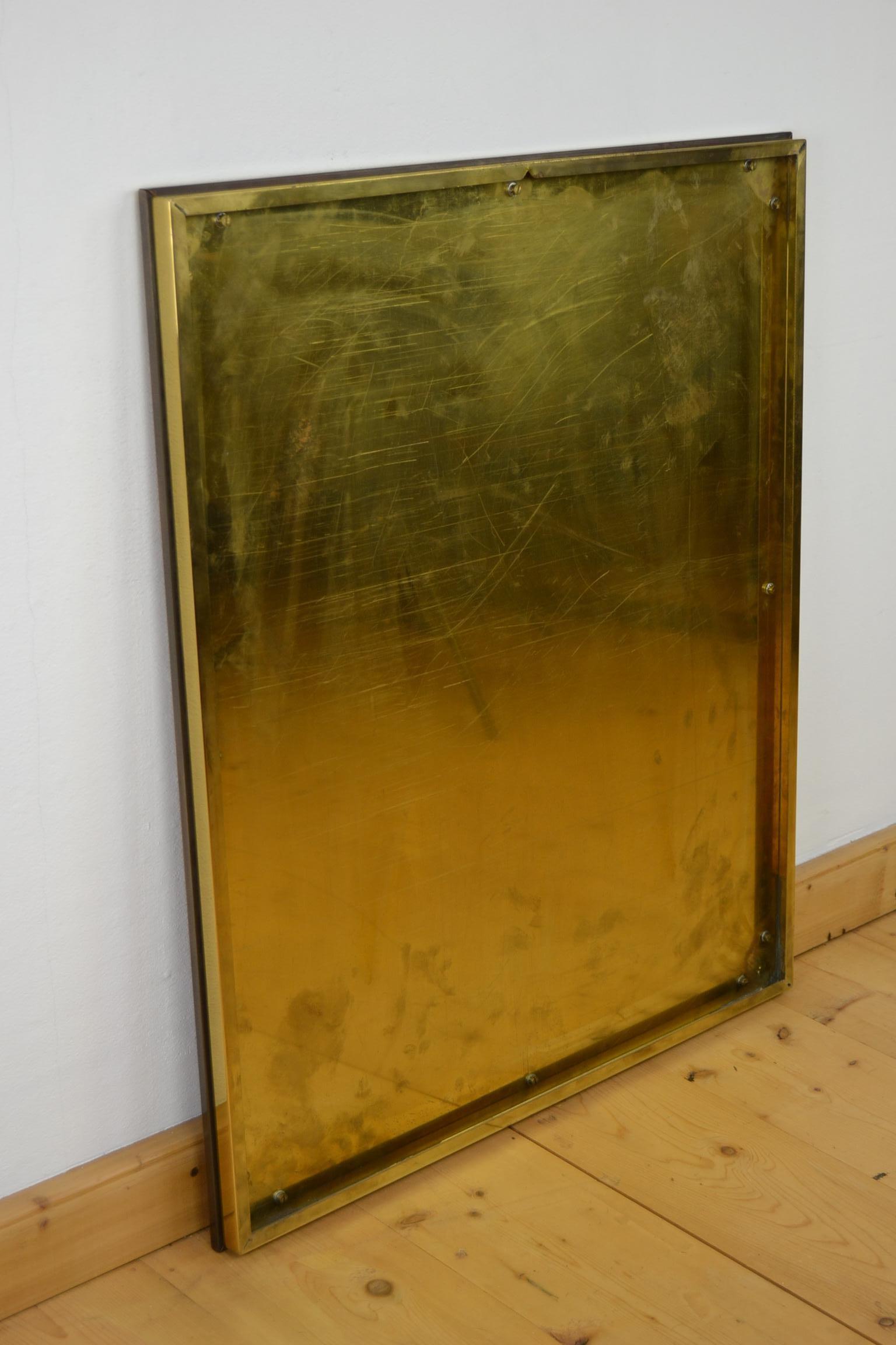 Grand miroir en cuivre et laiton, style Belgo Chrome, 1970 en vente 3
