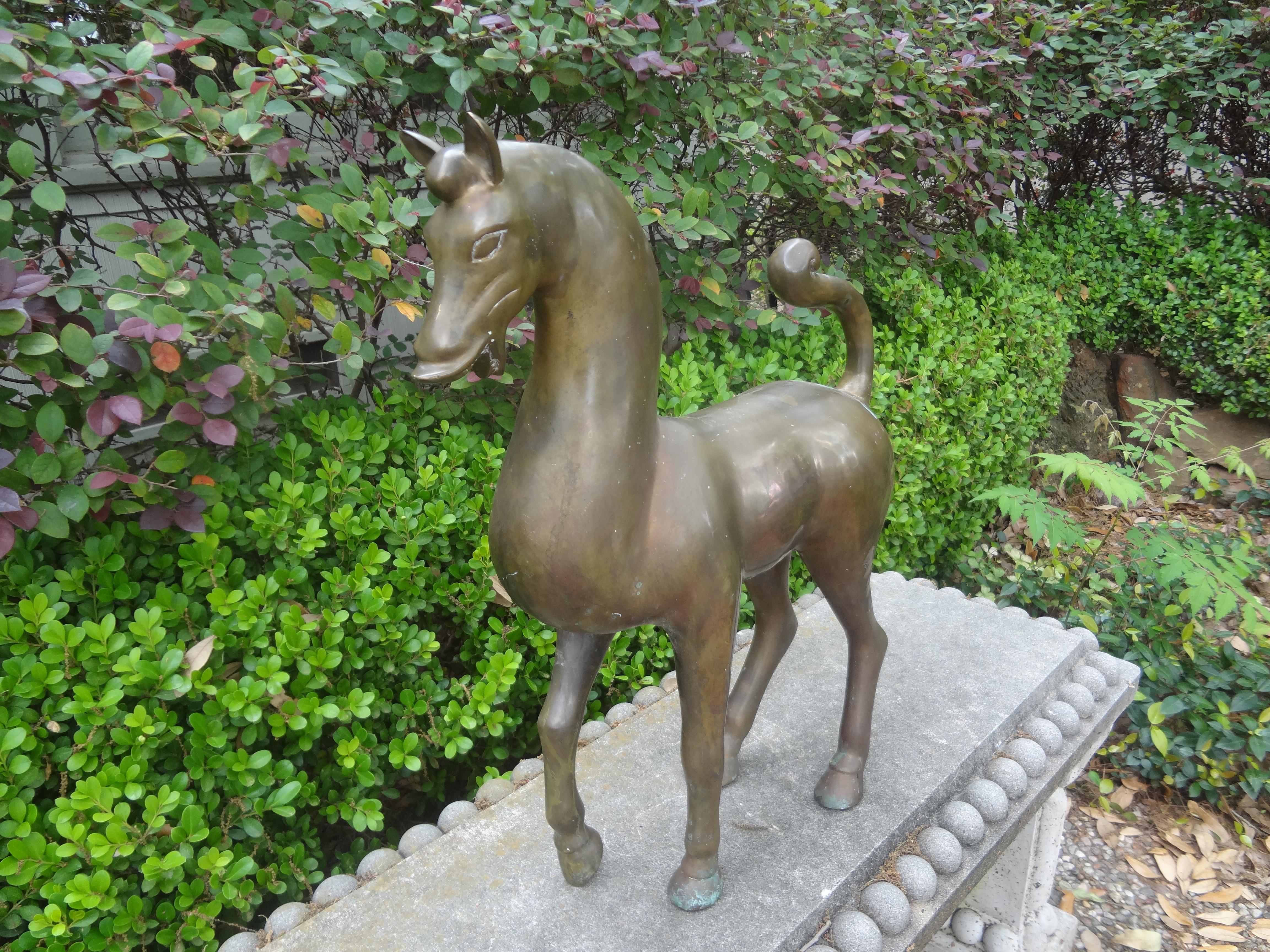 large brass horse statue