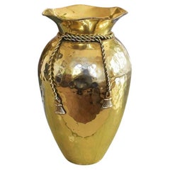 Large Hollywood Regency Brass Trompe L'Oeil Ribbon Vase