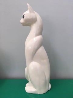 Large Hollywood Regency Ceramic Cat Statue