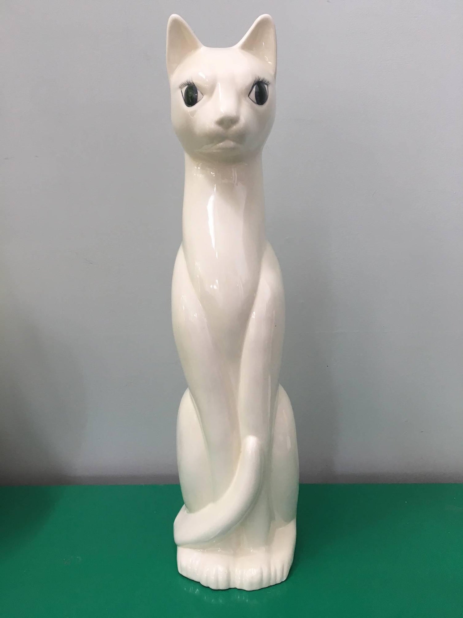 Large Hollywood Regency Ceramic Cat Statue At 1stdibs