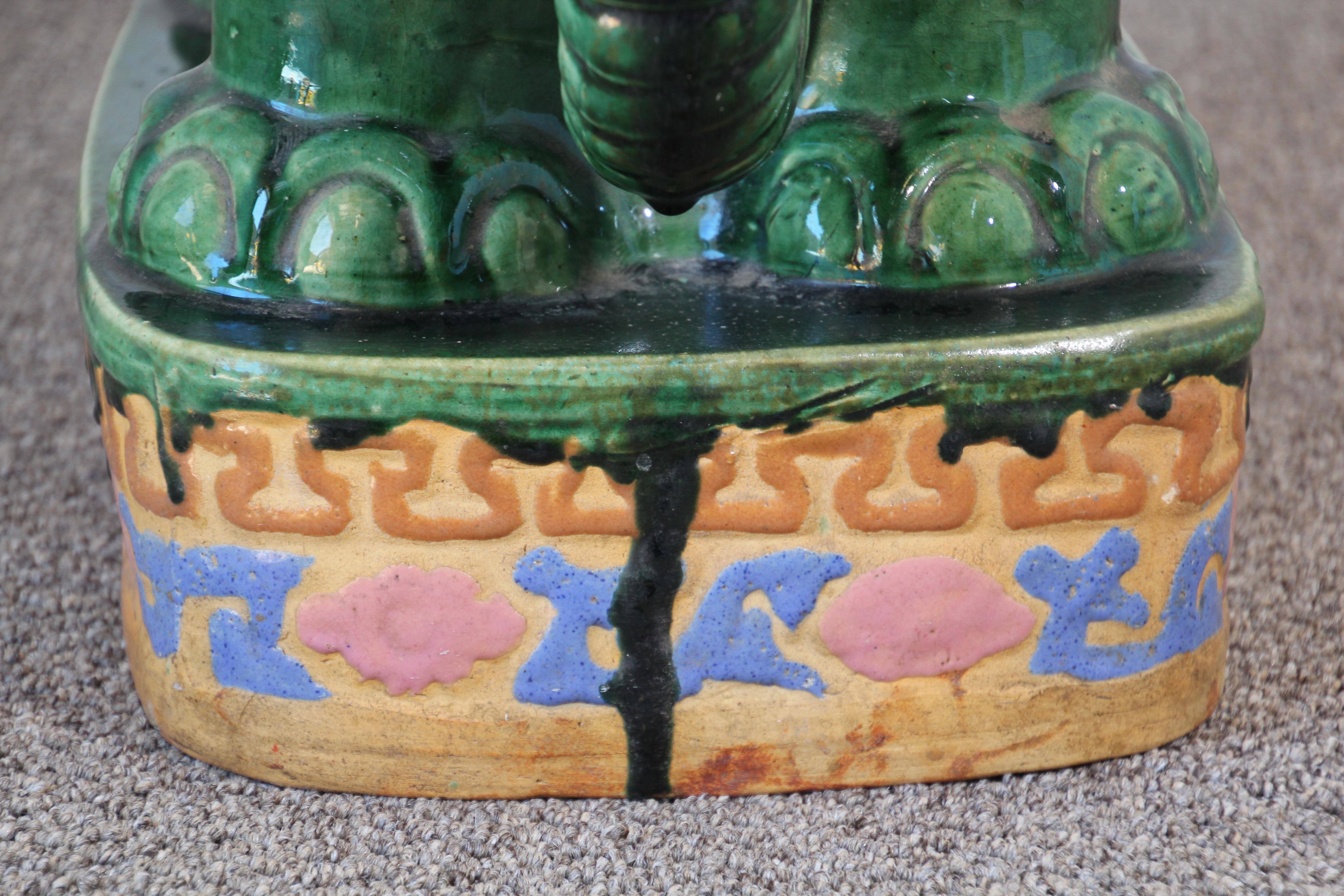 Large Hollywood Regency Ceramic Elephant Garden Stool 2