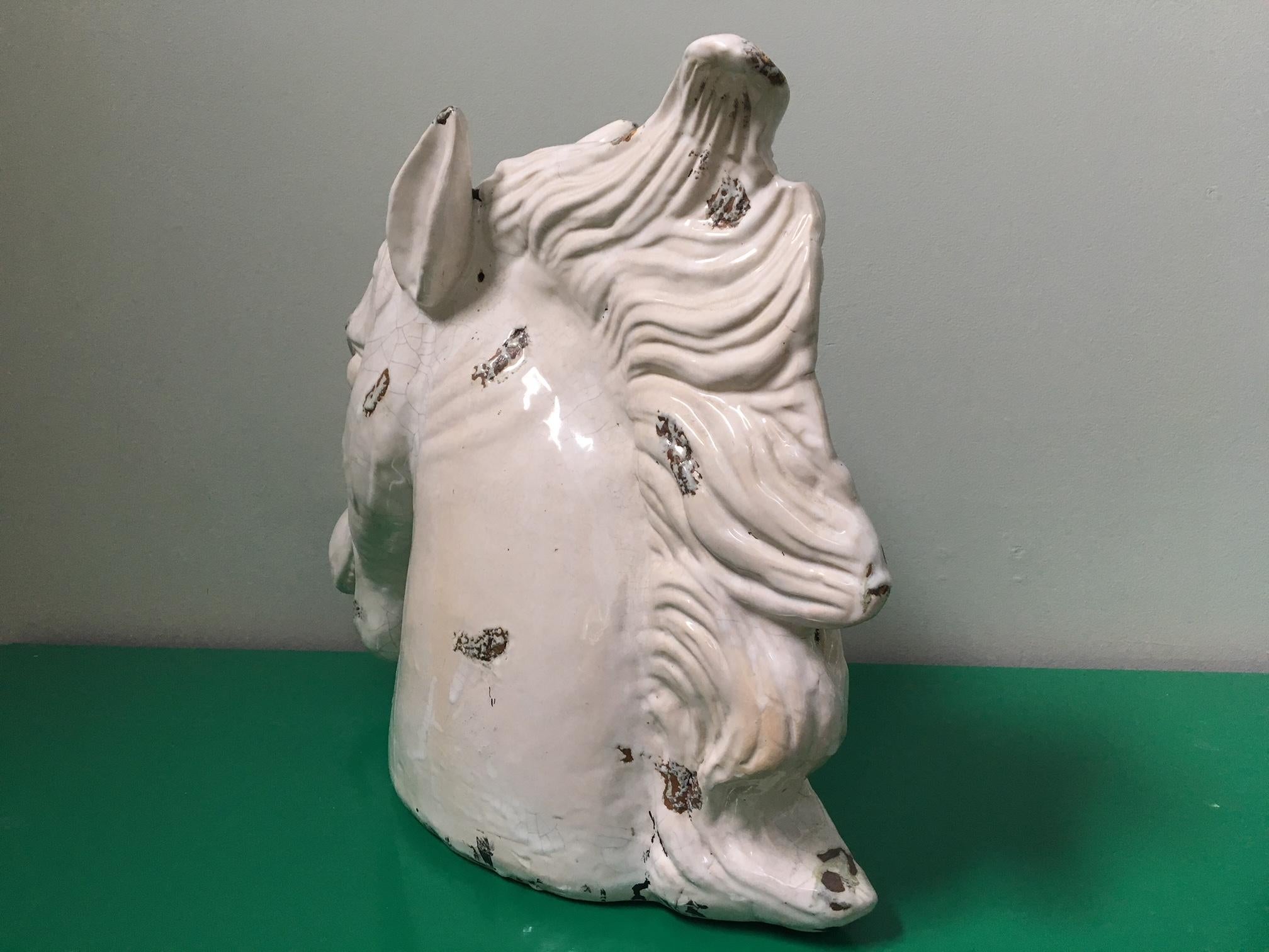 Large Hollywood Regency Ceramic Horse Head Sculpture In Good Condition In Jacksonville, FL