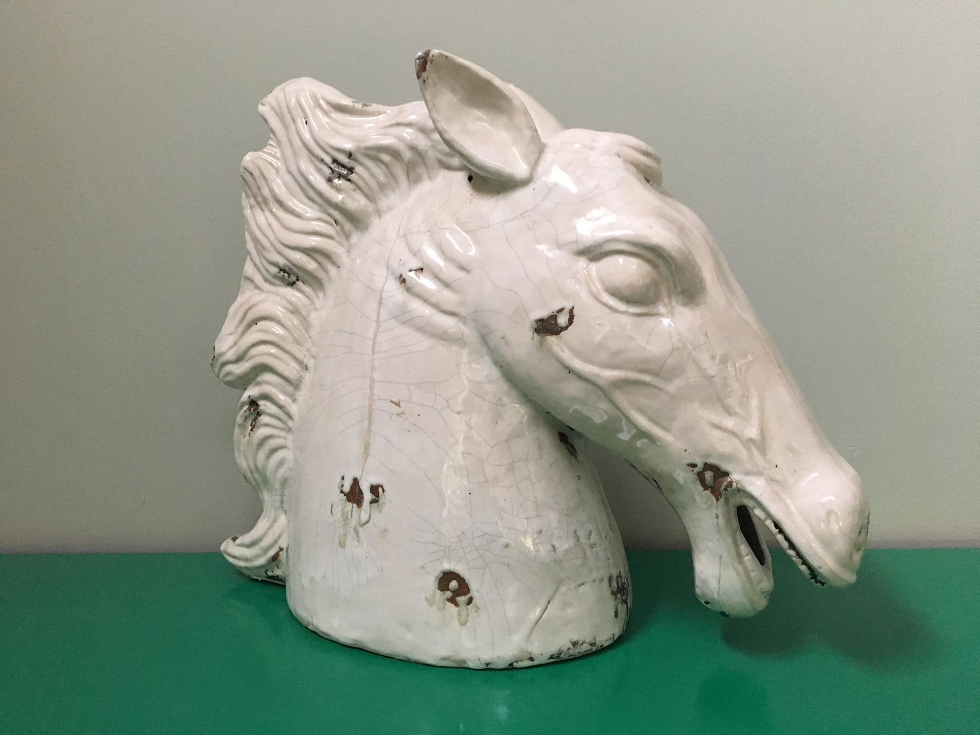 Large Hollywood Regency Ceramic Horse Head Sculpture 2