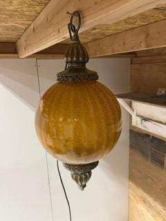 Large Hollywood Regency Circle Amber Swag Lamp