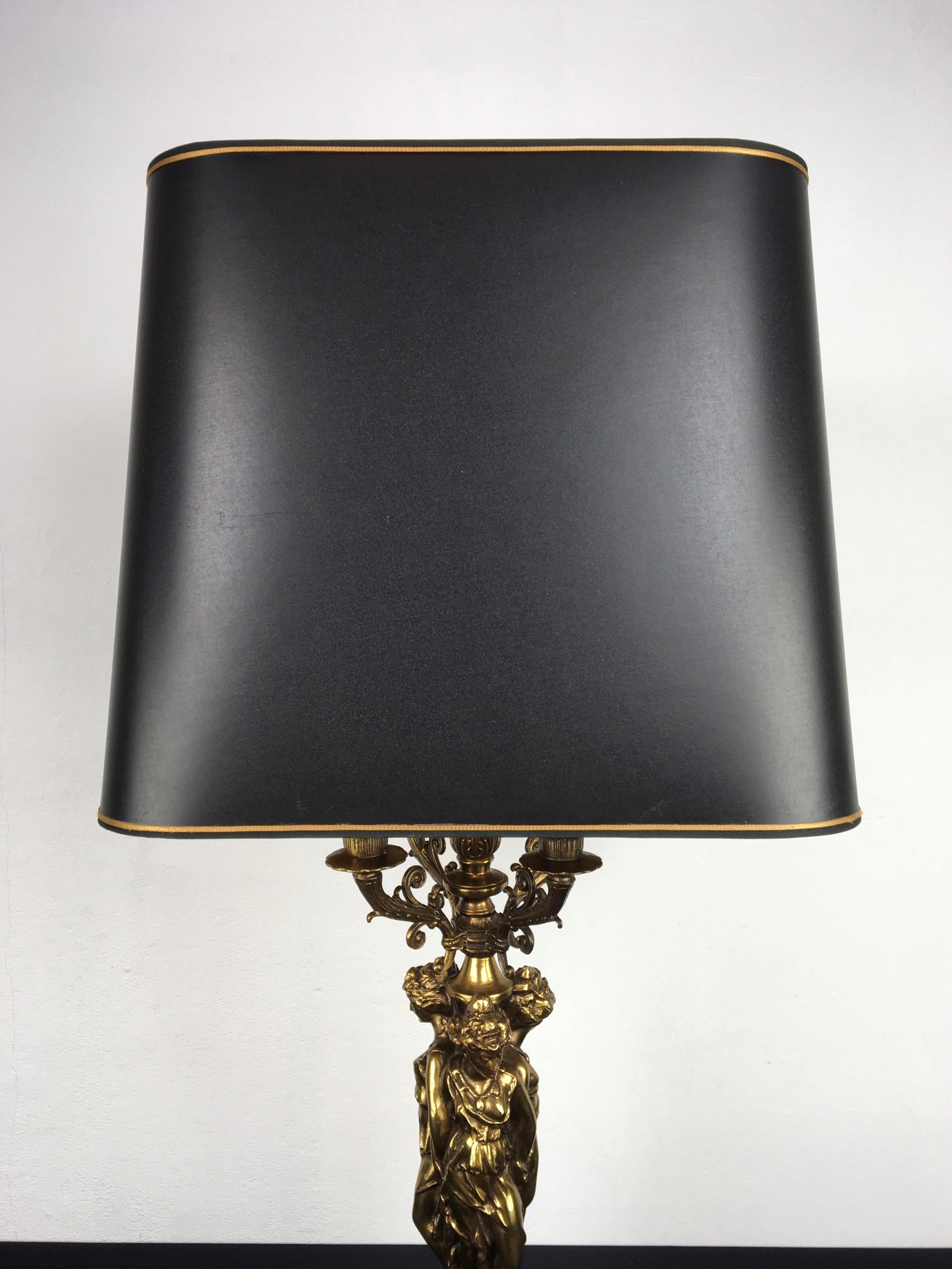 Brass Large Hollywood Regency Deknudt Table Lamp, 1970s