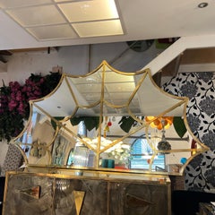 Large Hollywood Regency Fan-Shaped Brass Mirror Italy 1970s