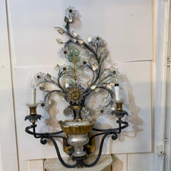 Large, Hollywood Regency Floral Wall Sconce By Banci Firenze Italian 60's