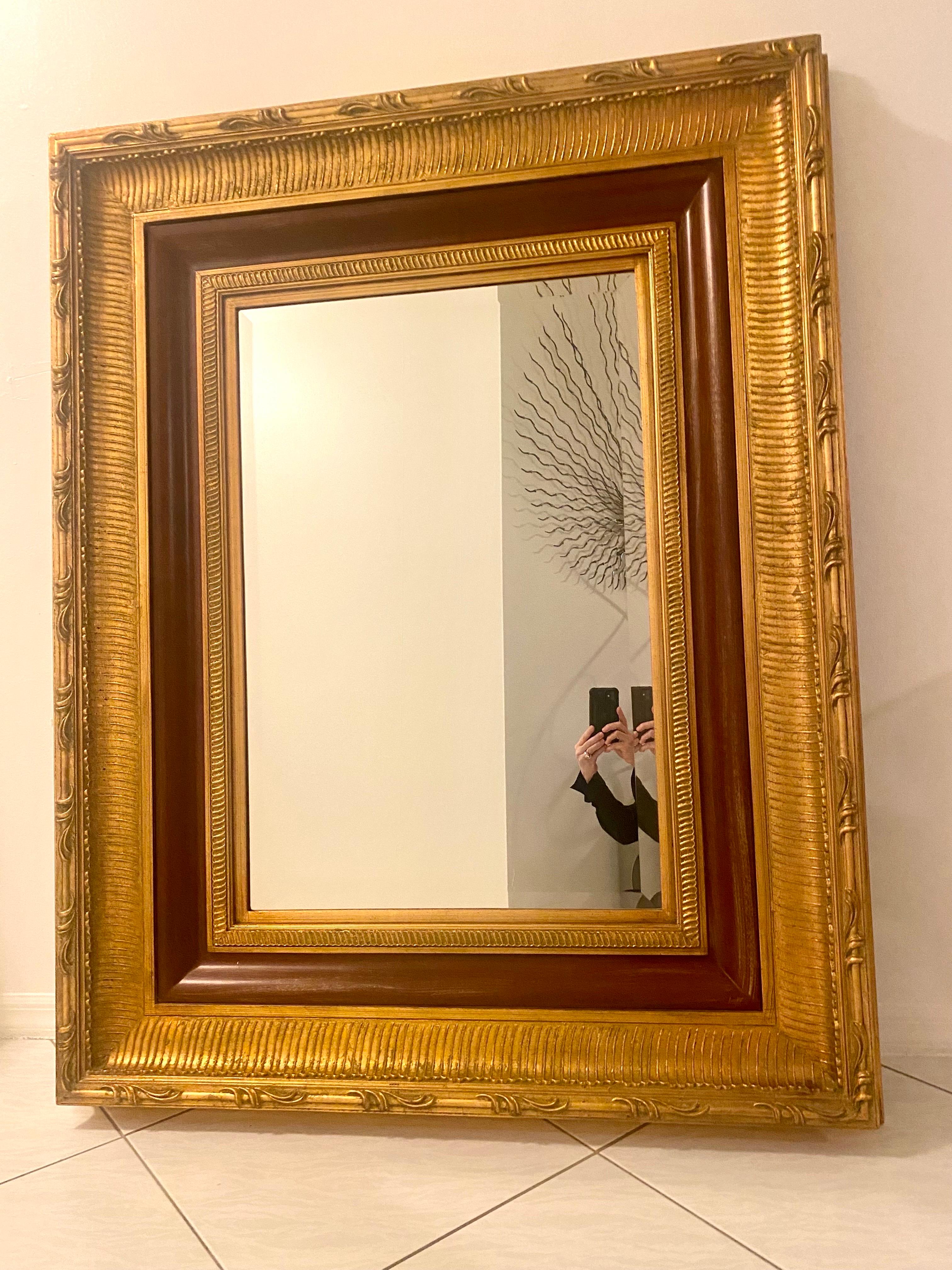 American Large Hollywood Regency Gilded Wood Mirror For Sale