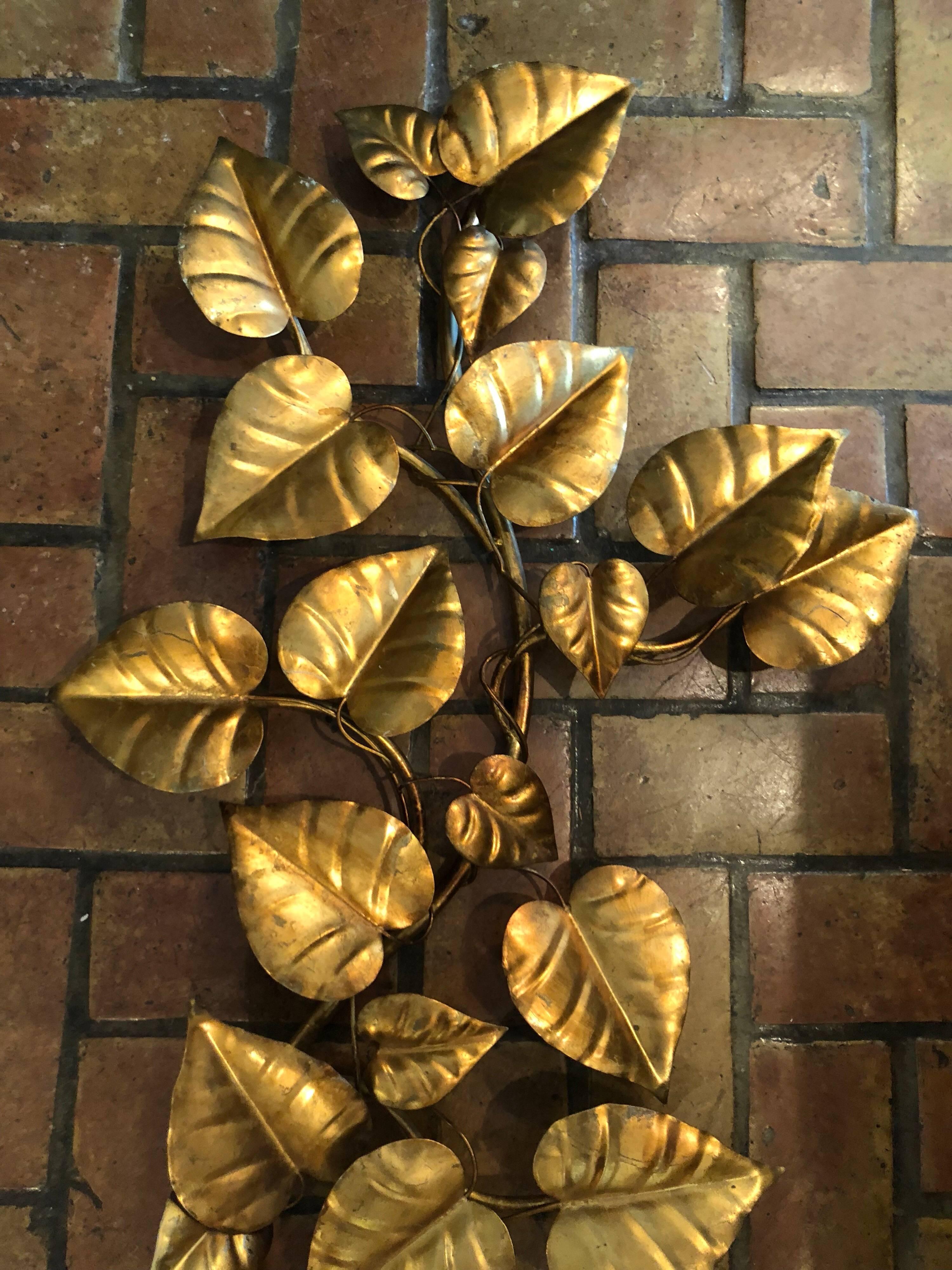 Italian Large Hollywood Regency Gilt Floral Wall Hanging