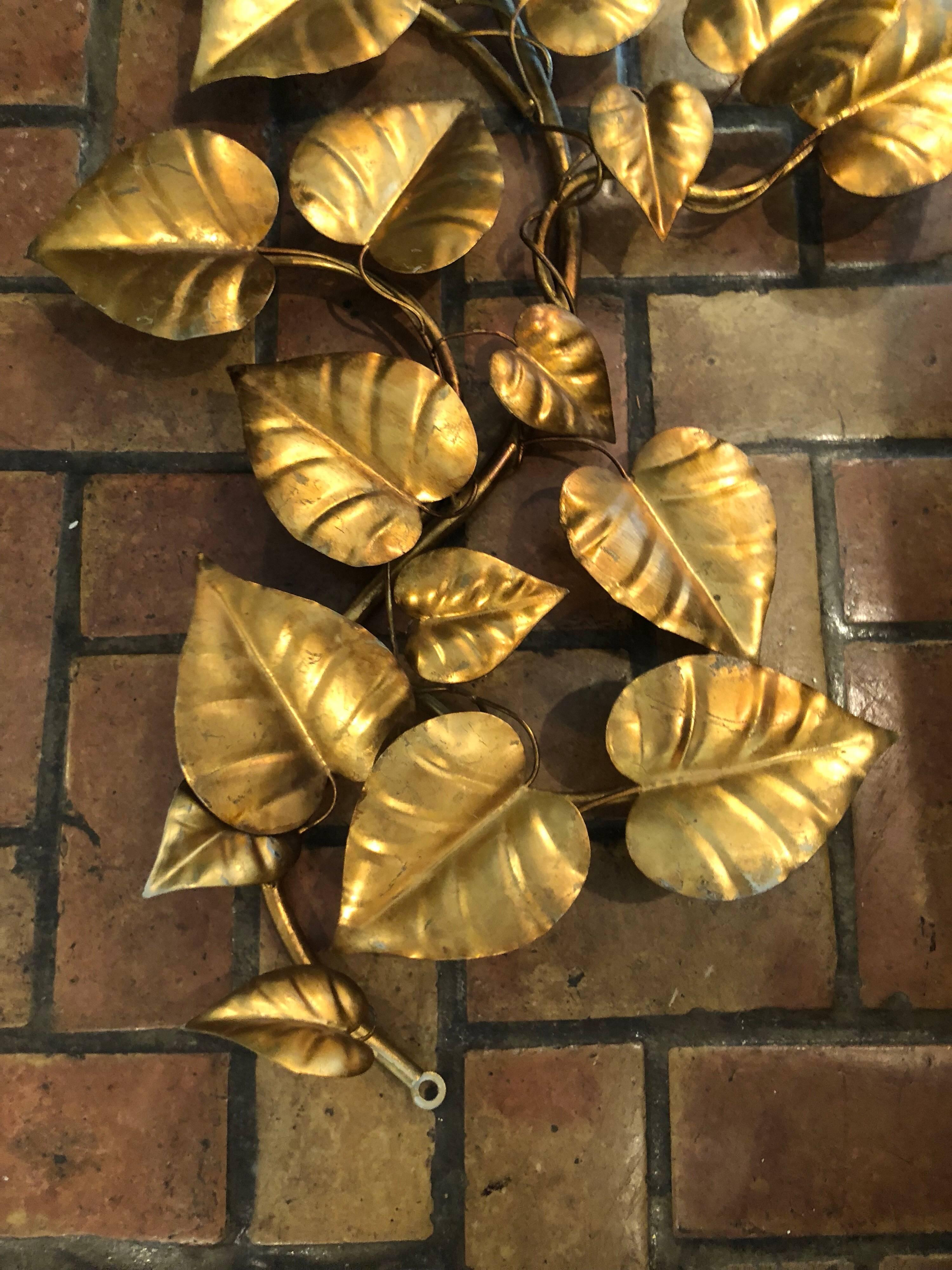 Large Hollywood Regency Gilt Floral Wall Hanging In Good Condition In Redding, CT