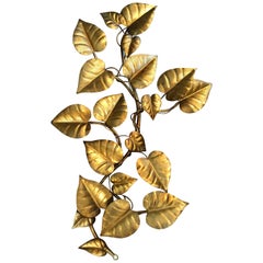 Large Hollywood Regency Gilt Floral Wall Hanging