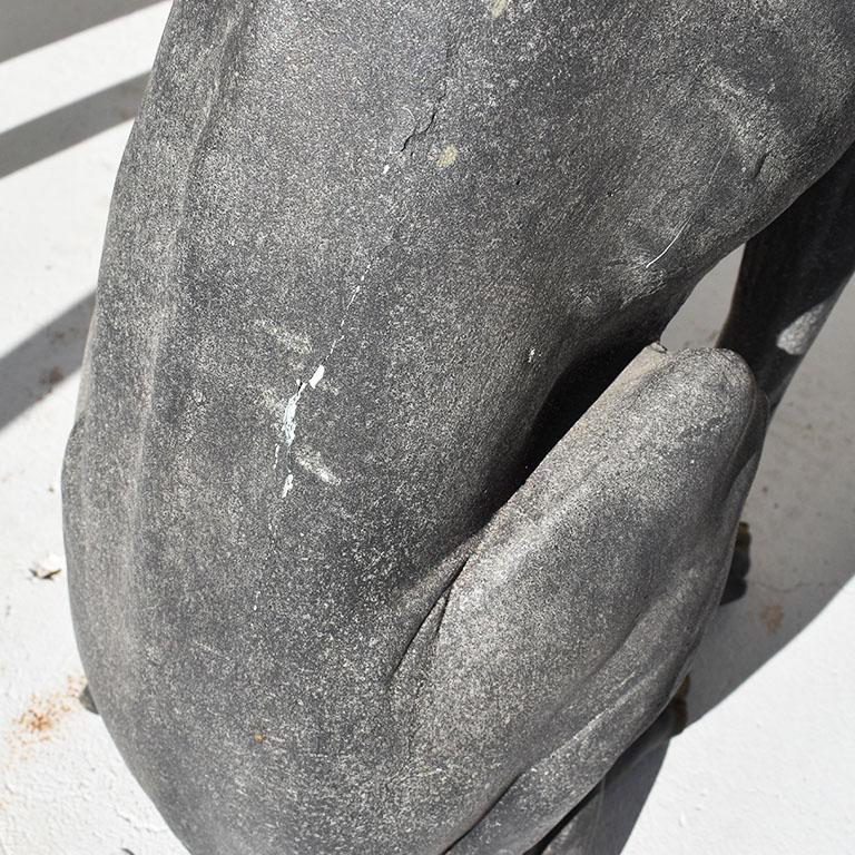 Large Hollywood Regency Gray Life Size Whippet Dog Statue In Good Condition In Oklahoma City, OK